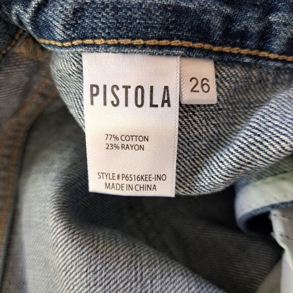PISTOLA Bobbie Crossover Waist Jeans Wide Leg Jeans Size 26 Indigo Ombré Fade - Picture 8 of 12